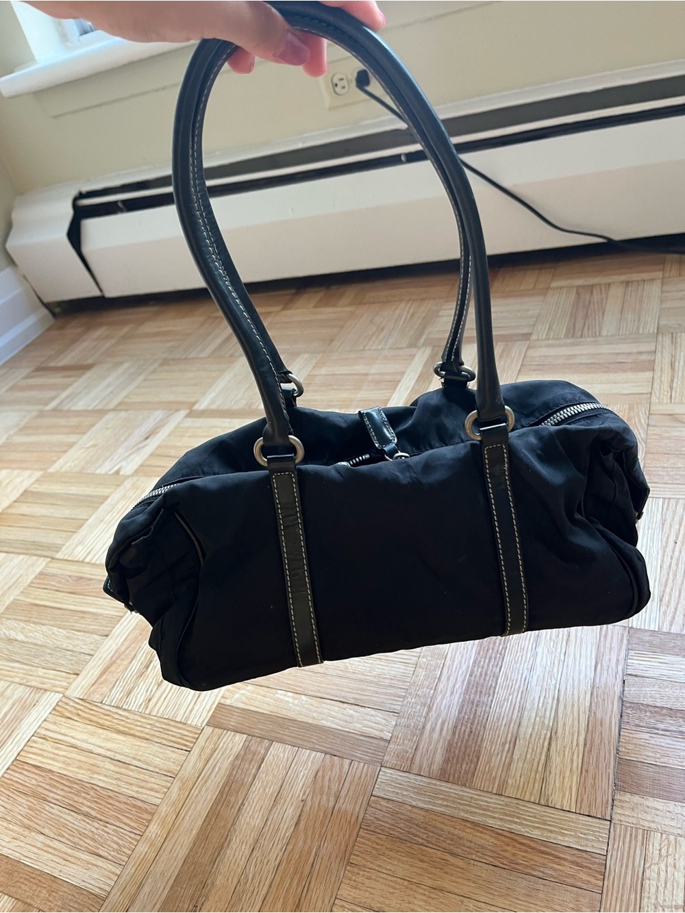 Vintage Prada Black Nylon Leather Handle Shoulder Bag – As Is - Picture 5 of 14